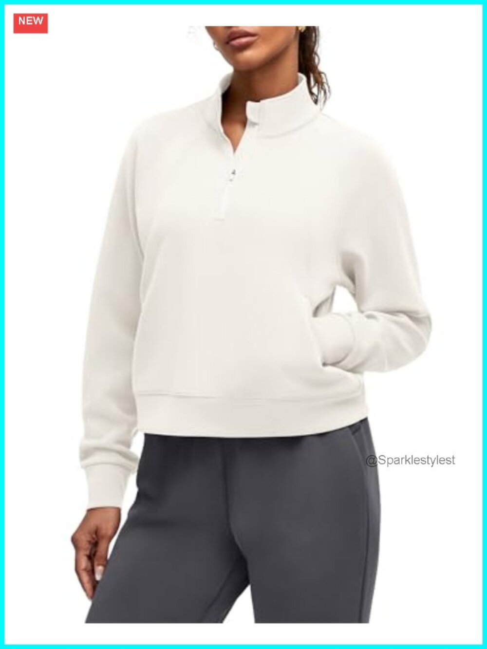Modal Soft Half-Zip Pullover Sweatshirt Mock Neck Pockets Casual Lounge